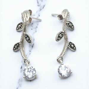 Silpada Sterling and Marcasite post earrings with cubic zirconia stones